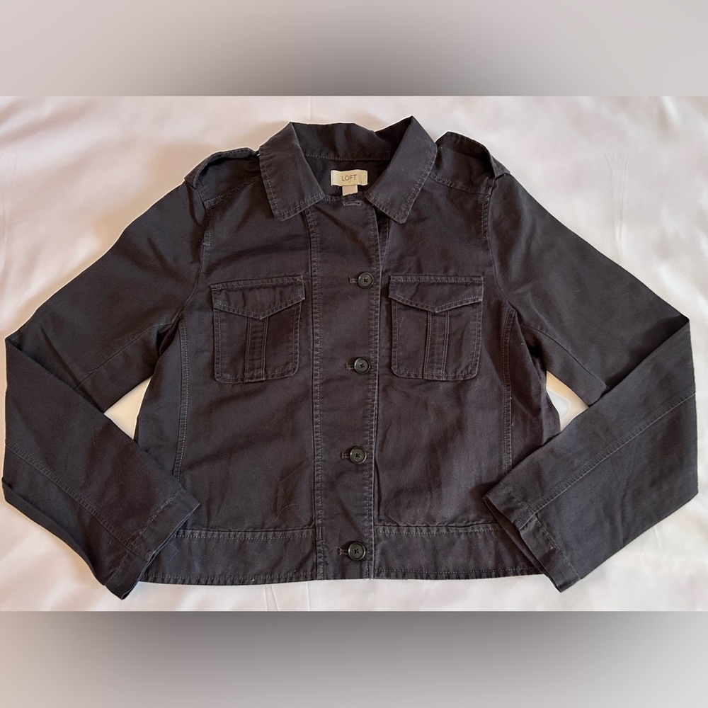 LOFT Dark Blue Light Jacket/Top Size Medium
